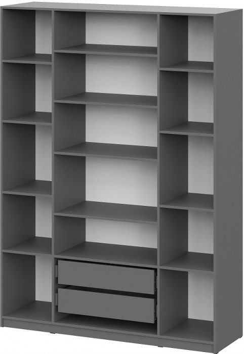 Шкаф распашной с наполнением (13 полок + 2 ящика) ШК 5 (1600), Графит