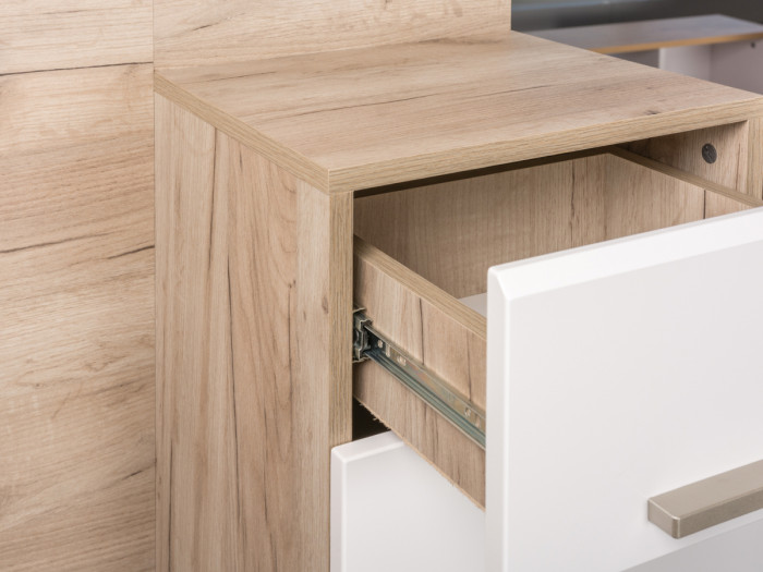 Лайн Прихожая № 09, цвет дуб крафт серый/фасады МДФ белый глянец, ШхГхВ 201,8х35,1х210 см., НЕ универсальная сборка