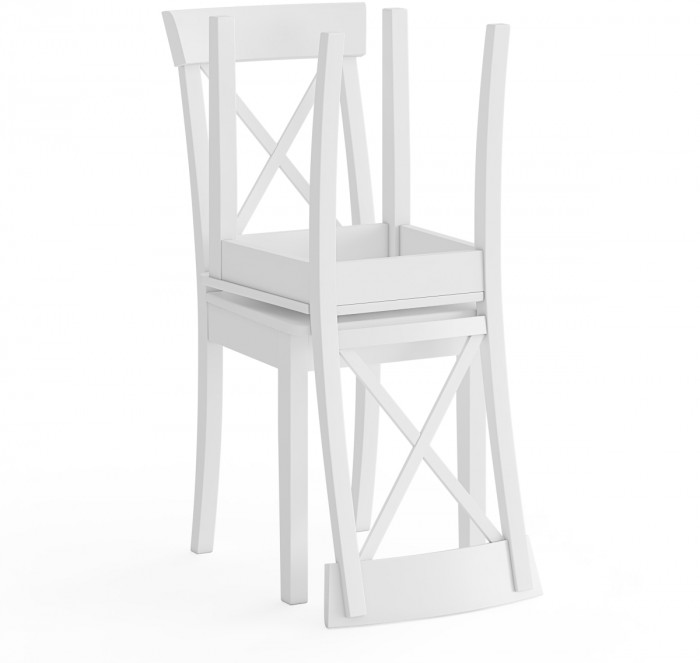 Два стула Мебель--24 Гольф-14 разборных, цвет белый, деревянное сиденье белое, ШхГхВ 41х42х95 см., от пола до верха сиденья 47 см.