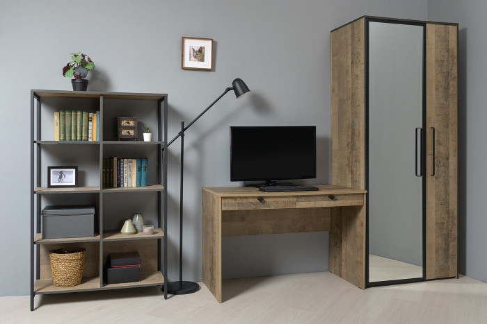 Трувор 13.204.01 Шкаф с зеркалом, дуб гранж песочный/интра