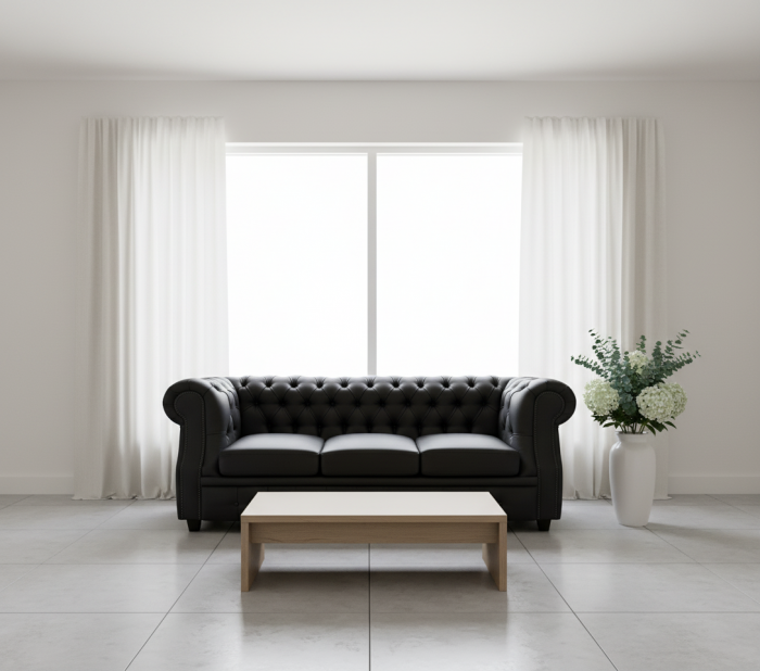 Диван Честер ЛОФТ 3-х местный, черный