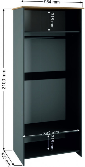 Шкаф двухстворчатый Теодора, Графит