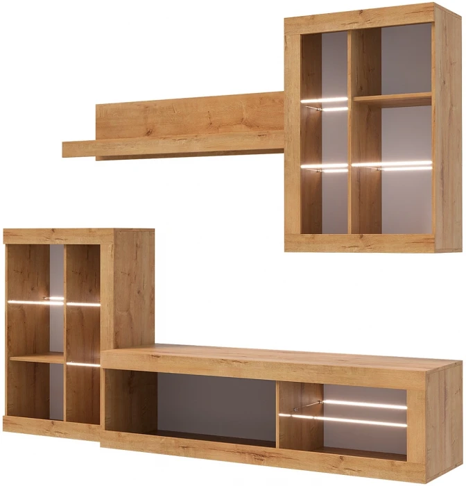 Прага Модульная Гостиная, вариант №1, Дуб Вотан/Графит