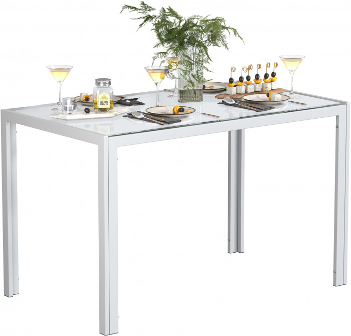 Обеденный стол Мебель--24 DT-1481, цвет белый, ШхГхВ 120х70х75 см., столешница закалённое стекло 6 мм., максимальная нагрузка 80 кг.
