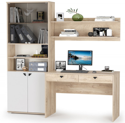 КР100 Бостон № 37, цвет дуб эндгрейн элегантный/фасады МДФ милк рикамо софт, 13.156+12.69+09.132, ШхГхВ 192х57,2х194,4 см., универсальная сборка