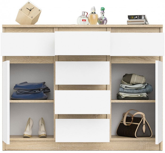 Мори Комод МК1200.4, цвет дуб сонома/белый, ШхГхВ 120,4х41х94 см.