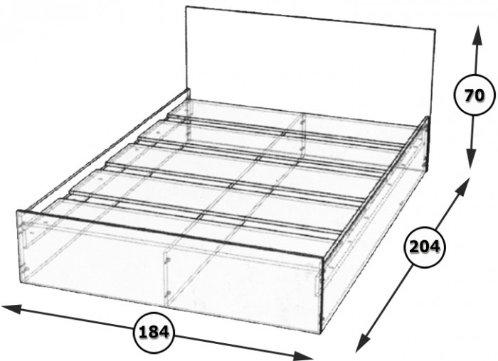 Стандарт Кровать 1800, дуб сонома