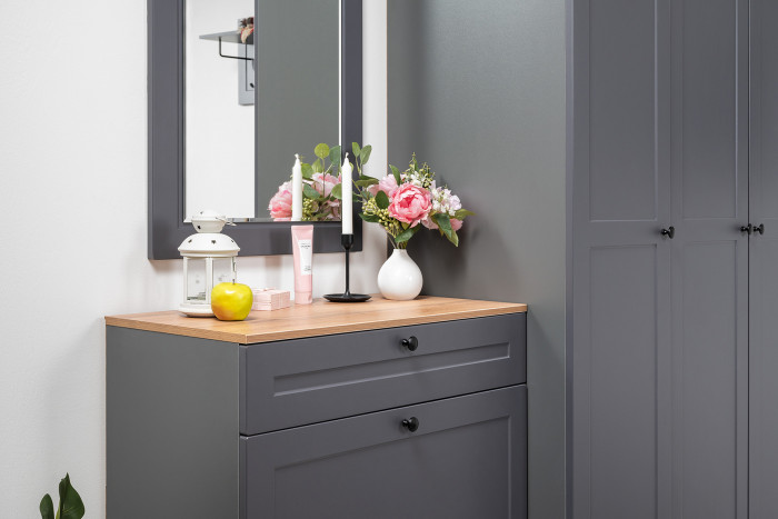 Остин Прихожая 22, цвет серый графит/дуб крафт золотой, ШхГхВ 120х54,3х229,6 см., универсальная сборка