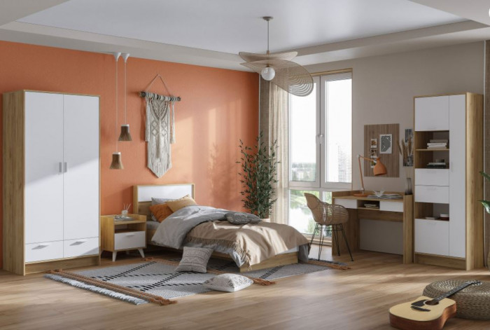 ИРИС ШК-05 Шкаф (685х2000х425) дуб крафт золото/белый