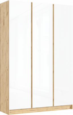 Келвин Шкаф 3-х створчатый 1500, Белый Глянец, Дуб Крафт
