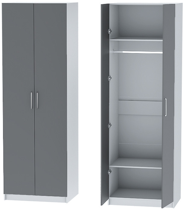 Шкаф двухдверный №1 "Иннэс-7" - Белый/Графит