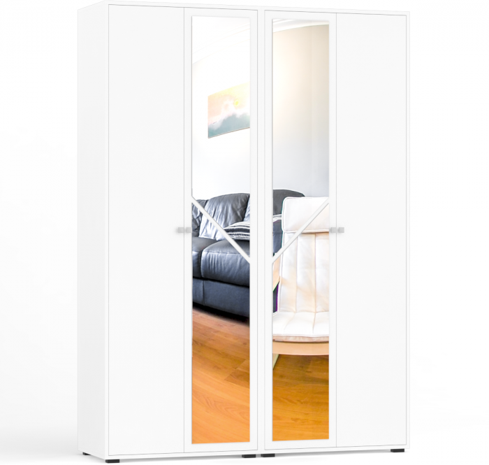 Камелия спальня № 2 Кровать 1600 + Две тумбы + Стол косметич. + Зеркало + Шкаф 4-х, цвет белый, сп.м. 1600х2000 мм., б/м, осн. есть