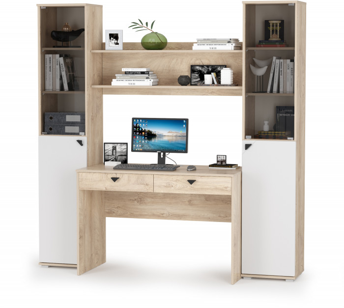 КР100 Бостон № 38, цвет дуб эндгрейн элегантный/фасады МДФ милк рикамо софт, 13.155+12.69+09.132+13.155, ШхГхВ 192,4х57,2х194,4 см.