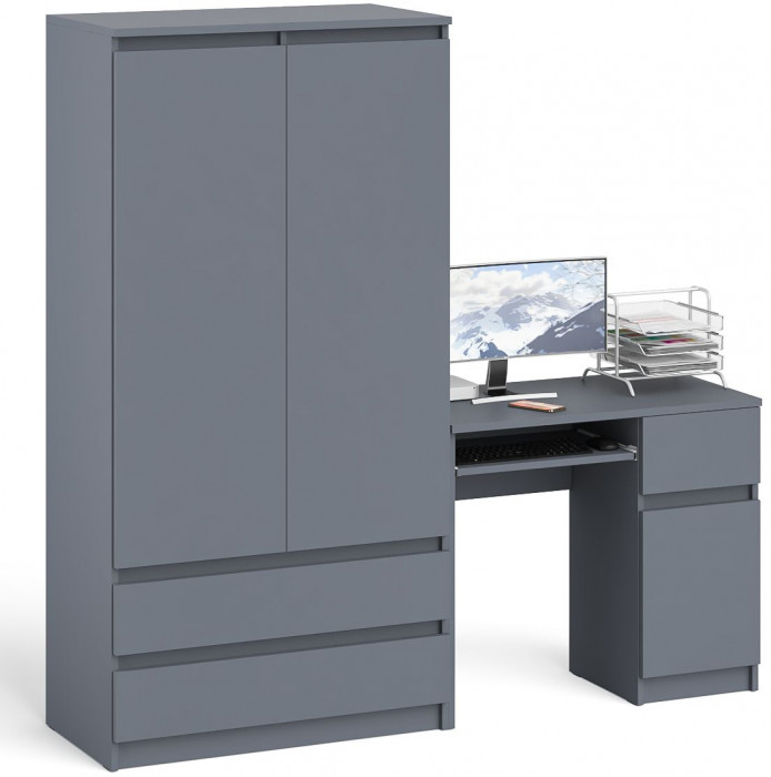 Мори Стол компьютерный МС-1 правый + Шкаф МШ900.1, цвет графит, ШхГхВ 180,4х50,4х179,6 см., выдвижной ящик справа, НЕ универсальная сборка