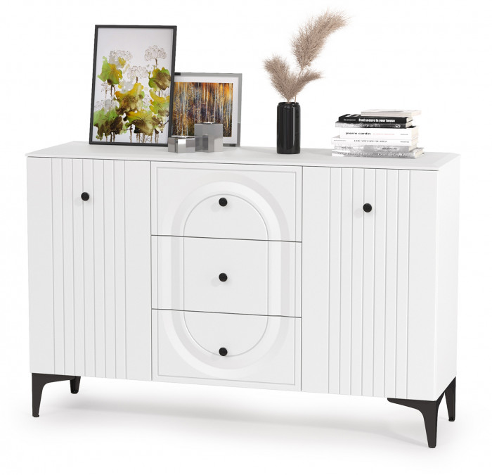 Валенсия Гостиная № 098, ЛДСП белый шагрень/МДФ белый шагрень