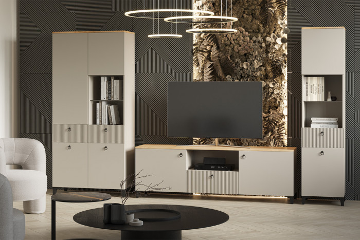 Шкаф со стеклом Ника 400, Бежевый, Кашемир