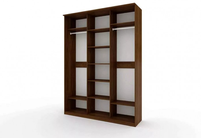 Шкаф купе Модерн 1776х600 3-х дверный 3-х секционный зеркальный с пескоструем №3 венге