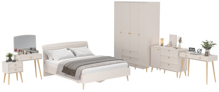 Афина Спальня 16-1600, цвет кашемир серый, сп.м. 1600х2000 мм., б/м, основание есть - фанера