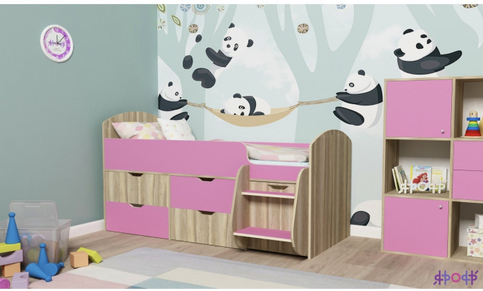 Кровать-чердак Малыш 7 (Белое дерево/Белое дерево)