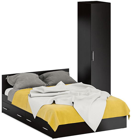 Кровать с ящиками 1400 + Пенал Стандарт, венге