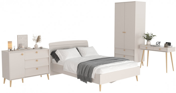 Афина Спальня 06-1400, цвет кашемир серый, сп.м. 1400х2000 мм., б/м, основание есть - фанера