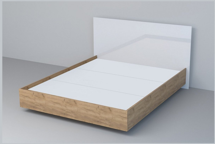 Кровать 1,4 арт.031 (ЛДСП) ЛН. (Дуб Крафт Золотой/Камень Темный)