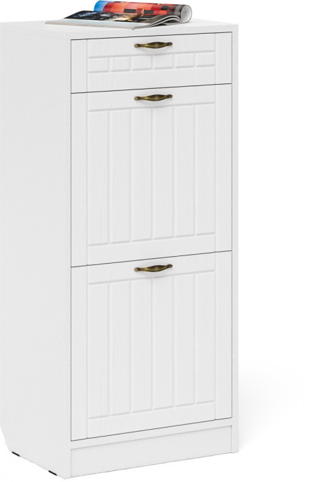 Прихожая П-6 Компоновка № 13, цвет белая шагрень/фасады МДФ белое дерево фрезеровка прованс, ШхГхВ 170х50х210 см., универсальная сборка