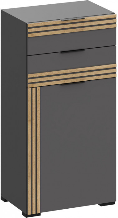 Модульная Прихожая Нао, набор №8, Графит/Графит, Дуб вотан, Simple 27