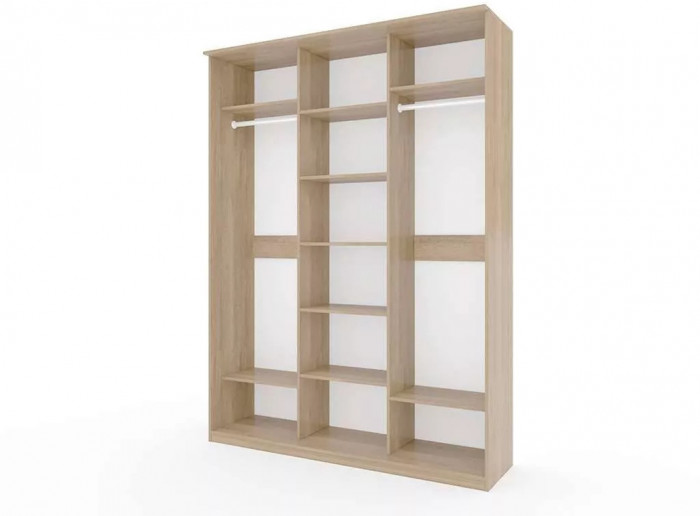 Шкаф купе Модерн 1776х600 3-х дверный 3-х секционный зеркальный с пескоструем №3 ясень