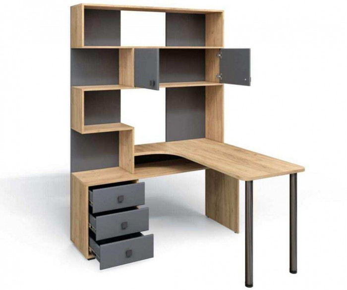 Стол Компьютерный СК-10 ПРАВЫЙ Дуб крафт/Графит