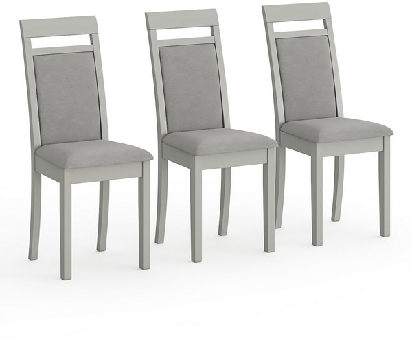 Три стула Мебель--24 Гольф-12 разборных, цвет серый, обивка ткань велюр серый 63, ШхГхВ 40х40х100 см., от пола до верха сиденья 47 см.(мягкая спинка)