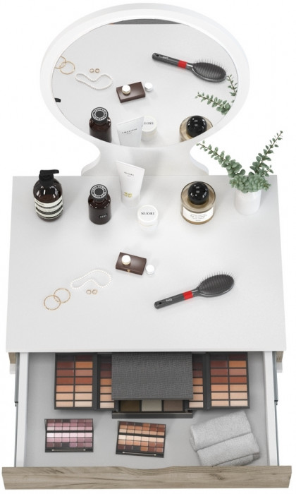 Трюмо 4-25912бел/дкс, цвет белый/дуб крафт серый, ШхГхВ 62х46,6х134,5 см.