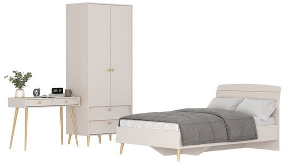 Афина Спальня 07-1200, цвет кашемир серый, сп.м. 1200х2000 мм., б/м, основание есть - фанера