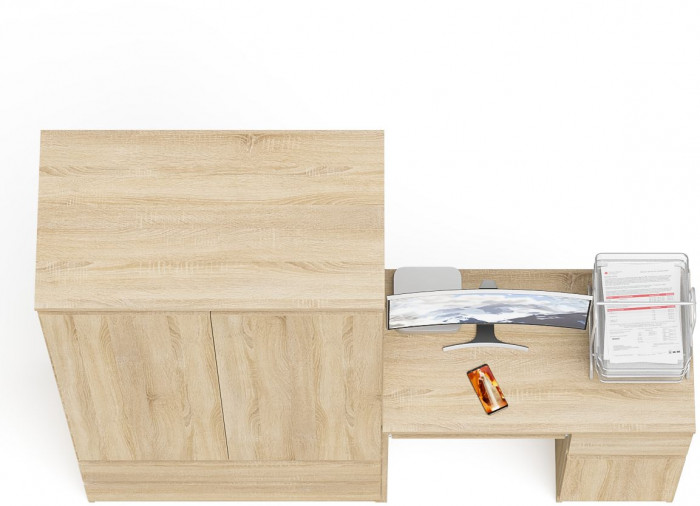 Мори Стол компьютерный МС-1 правый + Шкаф МШ900.1, цвет дуб сонома, ШхГхВ 180,4х50,4х179,6 см., выдвижной ящик справа, НЕ универсальная сборка