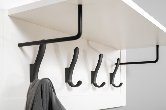 Остин 15.12 Вешалка + 15.12 Вешалка, цвет белый шагрень/серый графит, ШхГхВ 159,4х29,6х39,7 см., универсальная сборка