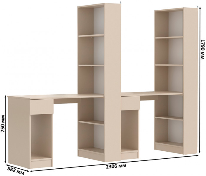 Лайт Шкаф комбинированный 10.01 + 10.01, сатин