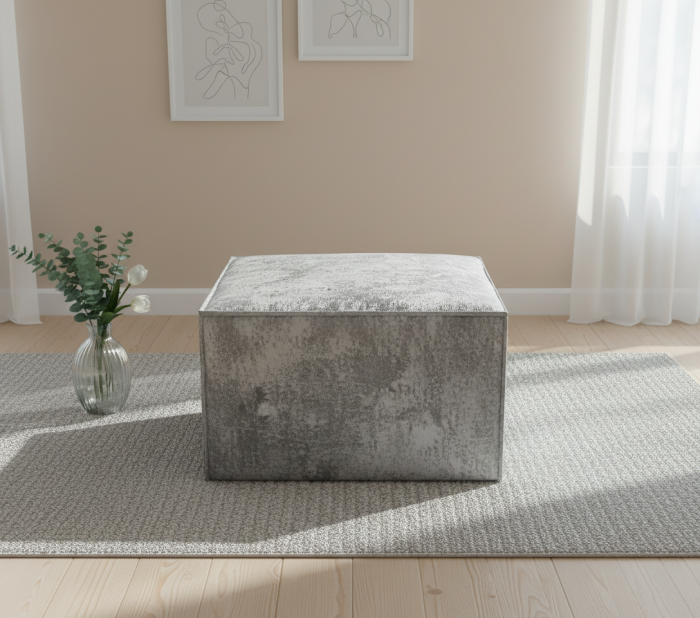 Пуф Лофт №2 70х70х44, плюш серый