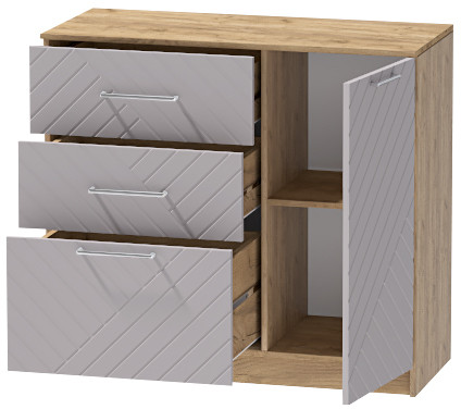 Комод №2 "Иннэс-7", Крафт золотой/Грэй софт