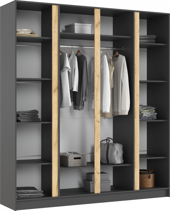 Келвин Шкаф 4-х створчатый 2000, Графит, Графит