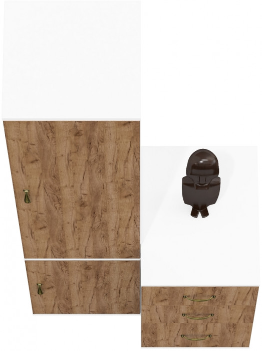 Лидер-8 Пенал МД 21Б + Тумба МД 3.16, цвет белый шагрень/крафт золото, ШхГхВ 80х50х190 см., универсальная сборка