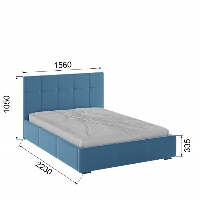 Рио Кровать интерьерная 140 светло-голубой квадрат, ПМ