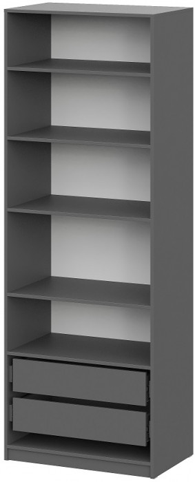 Шкаф распашной с наполнением (5 полок + 2 ящика) ШК 5 (800), Графит