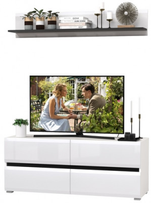 Сидней Комплектация № 043, корпус белый/чёрный/фасады МДФ белый глянец