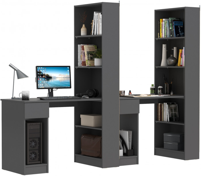 Лайт Шкаф комбинированный 10.01 + 10.01, тёмно-серый