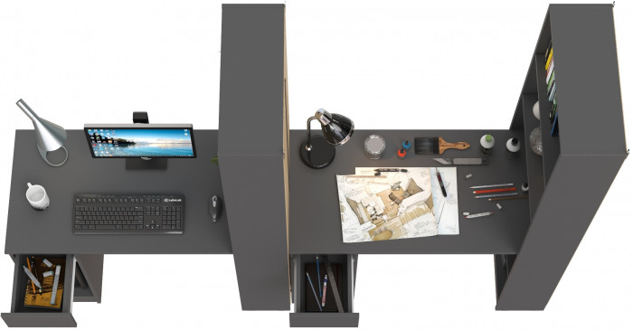 Лайт Шкаф комбинированный 10.01 + 10.01, тёмно-серый