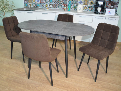 Обеденная группа Стиль-1 / Стул Х 4 шт. / Цемент темный/черный / бид 10