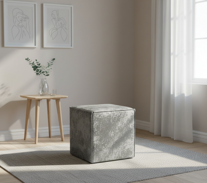 Пуф Лофт №1 40х40х46, плюш серый