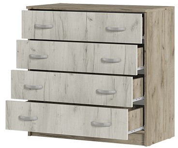 КМ 554М Бася ЛДСП комод 4 ящ. дуб крафт серый/дуб крафт белый