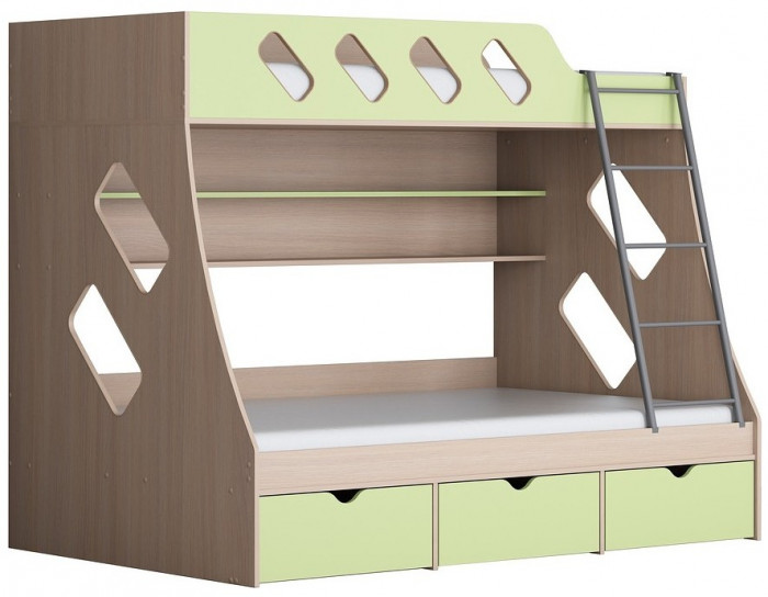 Дельта-20.01 Детская двухъярусная кровать с лестницей (Венге, Белый)