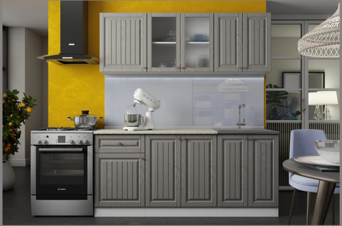 Кухня Хозяюшка МДФ 1800 (магнолия/деним)